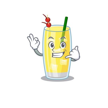 Pina colada kokteylinin karikatür tasarımı bana komik bir jest göster