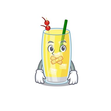 Pina colada kokteyl karikatür karakteri. Garip, sessiz bir yüzü var.