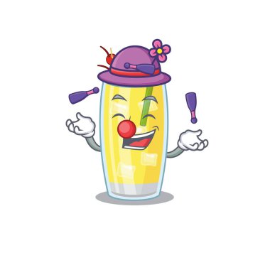 Bir pina colada kokteyl karikatür tasarımı. Hokkabazlık yapmayı başardı.