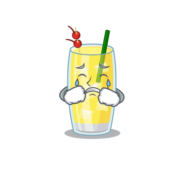 Karikatuur ontwerp van pina colada cocktail met een verdrietig gezicht — Stockvector