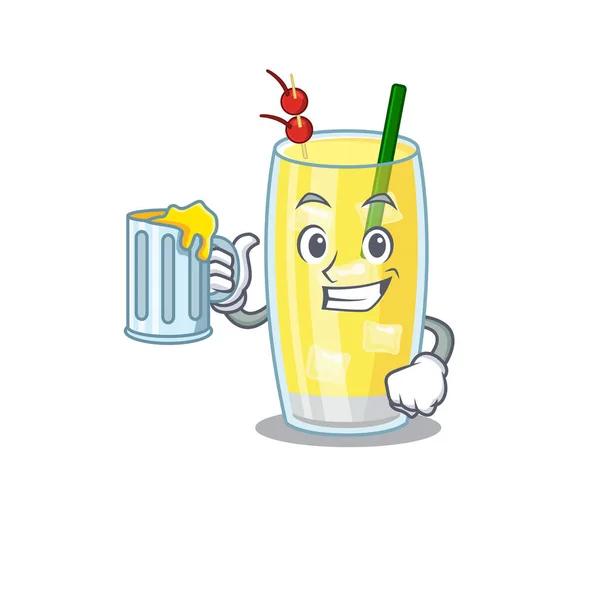 卡通片概念的pina colada鸡尾酒与一杯啤酒 — 图库矢量图片