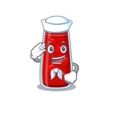 Gülen denizci çizgi film karakteri Kanlı Mary kokteyli beyaz şapkalı ve kravatlı