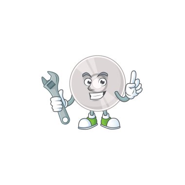 Akıllı mekanik kompakt disk maskot tasarımı bozuk bir makineyi düzeltir