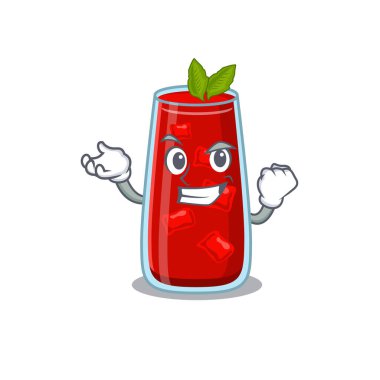 Gülen suratlı Kanlı Mary kokteyli komik bir çizgi film tasarımı.