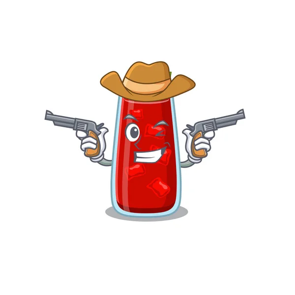 Zeichentrickfigur Cowboy mit blutigem Cocktail aus Gewehren — Stockvektor