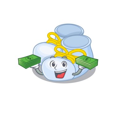 Zengin bir oğlan çok paralı bir çizgi film karakteri çiziyor.