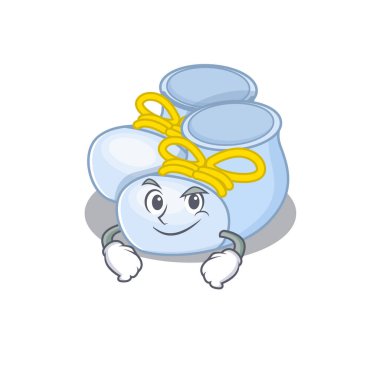 Kendine güvenen erkek çizmelerinin şirin, küstah, karikatür tasarımı.