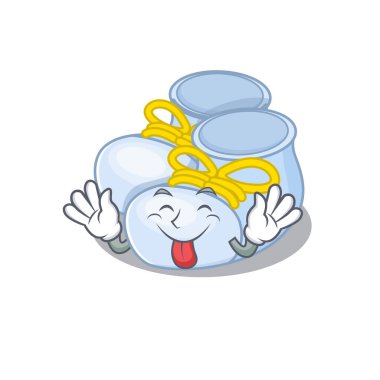 Komik erkek çocuk çizmeleri. Dili dışarıda çizgi film tasarımı.