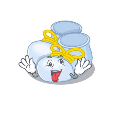 Bebek erkek çizmelerinin maskot tasarımı. Komik, çılgın bir yüzü var.