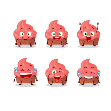 Gülen surat ile çilekli pastanın çizgi film karakteri