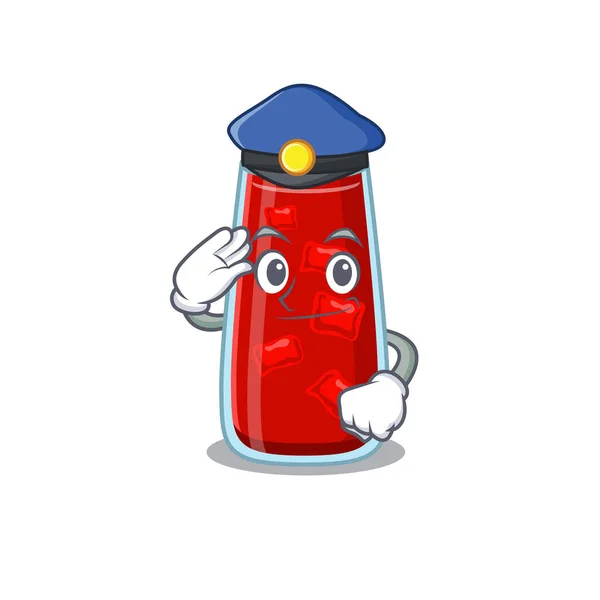 Karikatur eines Polizisten mit blutigem Cocktail und blauem Hut — Stockvektor
