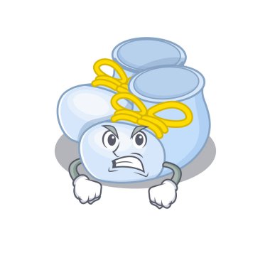 Erkek bebek botlarının kızgın yüzünü gösteren bir karikatür.