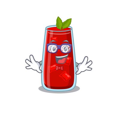 Tuhaf gözlükler takan inek kanlı Mary kokteyli karikatürü.