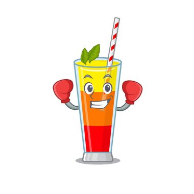 Maskot tasarımı tekila gündoğumu kokteyli sportif bir boks sporcusu olarak