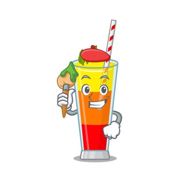 Sanatsal bir tekila gündoğumu kokteyl sanatçısı maskot tasarımı.