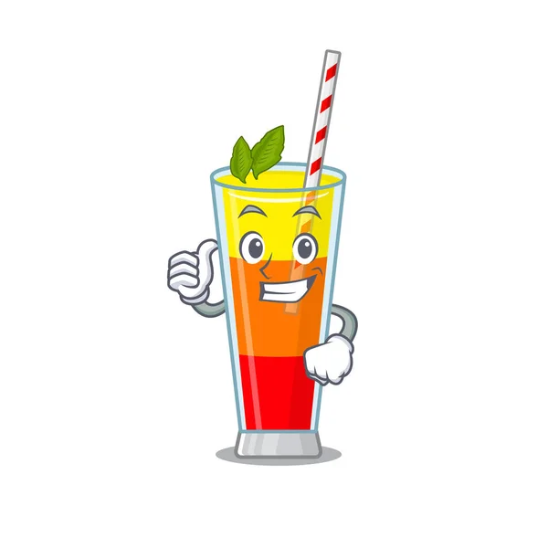 Tequila sunrise cocktail cartoon figur design zeigt OK finger — Stockvektor