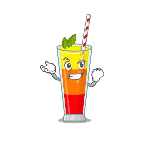 A funny cartoon design concept of tequila sunrise cocktail with happy face — Stock Vector