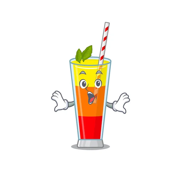 Tequila sunrise cocktail mascot design concept having a surprised gesture — Stock Vector