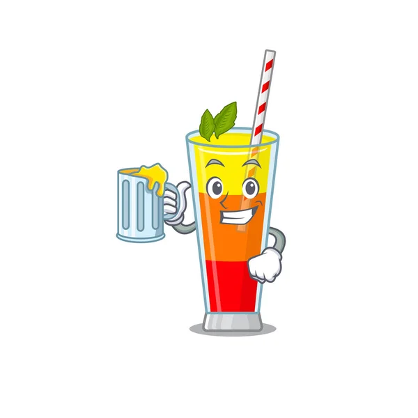 Un concept de dessin animé de tequila sunrise cocktail avec un verre de bière — Image vectorielle