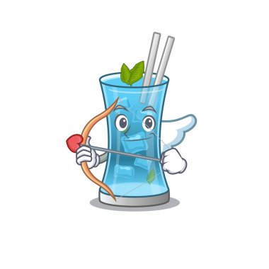 Tatlı aşk tanrısı çizgi filminde oklu mavi Hawaii kokteyli.