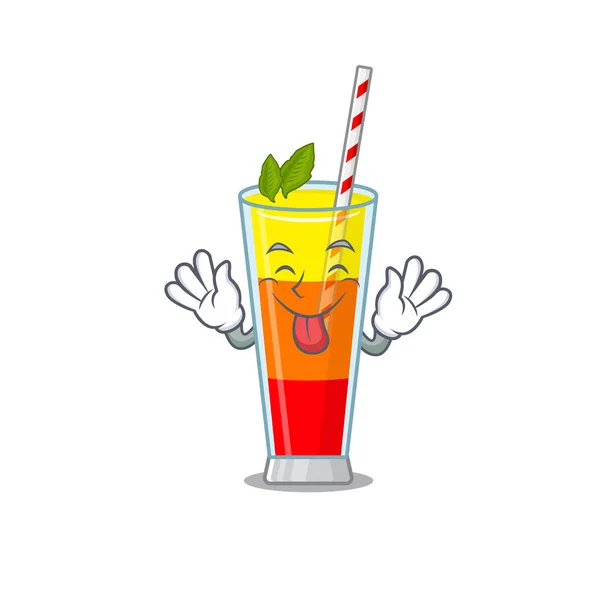Lustige Tequila Sunrise Cocktail Cartoon-Design mit Zunge aus Gesicht — Stockvektor