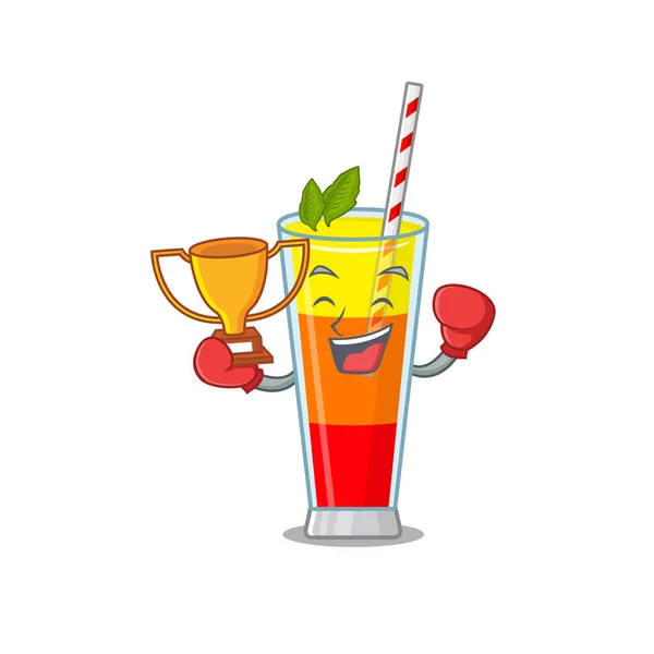 Ein eleganter Gewinner des Tequila Sunrise Cocktail-Karikatur-Designkonzepts — Stockvektor