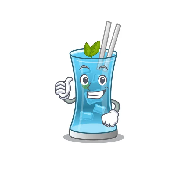Blauer hawai cocktail cartoon figur design zeigt OK finger — Stockvektor