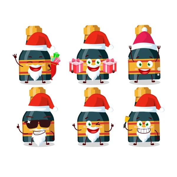 Santa Claus emoticons з персонажем у пляшках вина — стоковий вектор