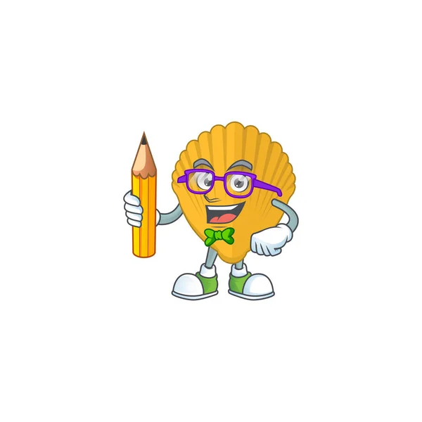 Amarelo garra estudante Mascote conceito de design estudando em casa — Vetor de Stock