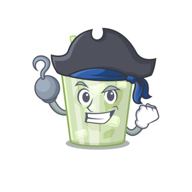 Bir korsan karakterinde mojito limonlu karikatür tasarımı.