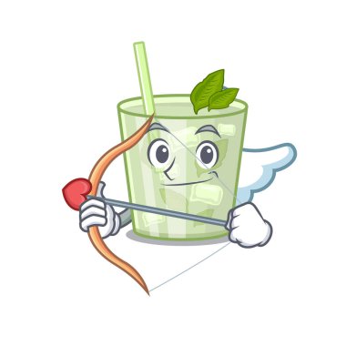 Tatlı aşk tanrısı çizgi filminde mojito limon kokteyli ve ok.