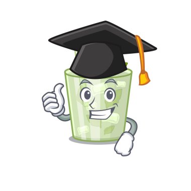 Mezuniyet töreni için şapkalı mojito limonlu karikatür tasarımından gurur duyuyorum.