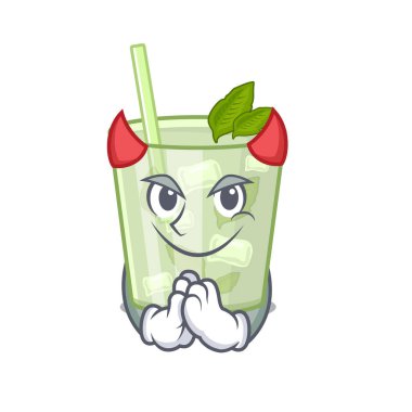 Şeytan çizgi film karakteri tasarımı konseptine bürünmüş mojito limon kokteyli.
