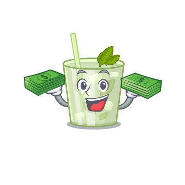 Zengin bir mojito limonlu kokteyl çizgi film karakteri.