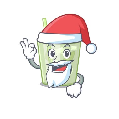 Çizgi film karakteri mojito limonlu kokteyl Noel Baba 'nın şirin tamam parmağı var.