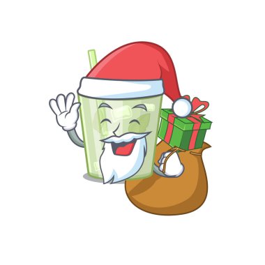Çizgi film tasarımı mojito limonlu kokteyl Noel Baba 'nın Noel hediyesi