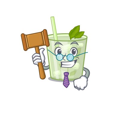 Mojito limonlu kokteyl maskot tasarımının bilge bir yargıcı gözlük takıyor