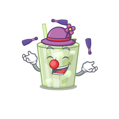 Bir mojito limon kokteyli çizgi film tasarımı. Hokkabazlık yapmayı başardı.