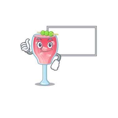 Cosmopolitan kokteyl karikatür tasarımı. Parmaklar yukarı, beyaz tahta getirin.