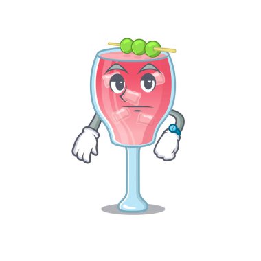 Maskot stili kozmopolit kokteyl ve bekleme jesti. Vektör illüstrasyonu