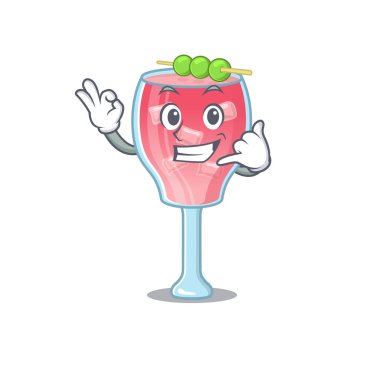 Kozmopolit kokteylinin karikatür tasarımı bana komik jest diyor. Vektör illüstrasyonu