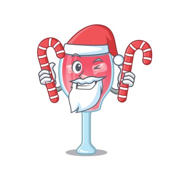 Noel karikatür karakteri gibi giyinmiş samimi kozmopolit kokteyl ve Noel şekeri. Vektör illüstrasyonu