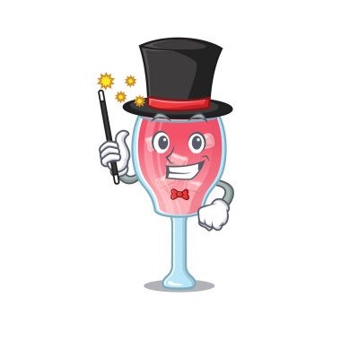 Kozmopolit kokteyl çizgi film tasarımı tarzında muhteşem bir sihirbaz. Vektör illüstrasyonu