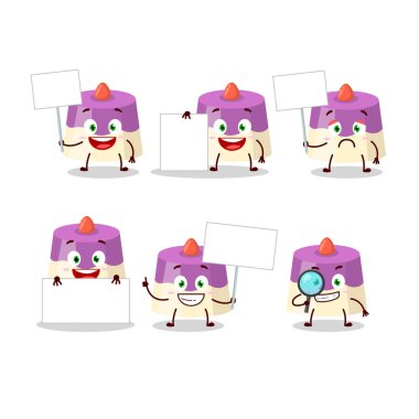 Karakterli kek karikatürü bilgi panosu getir. Vektör illüstrasyonu