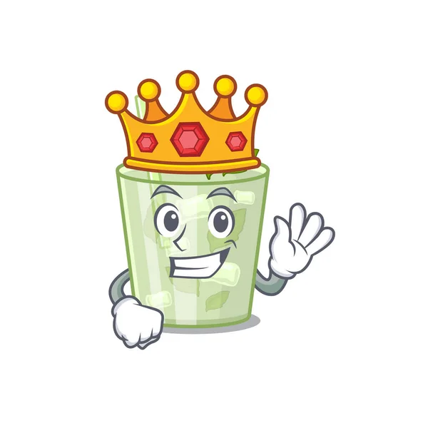 Mądry Król mojito koktajl cytrynowy styl maskotki ze złotą koroną — Wektor stockowy