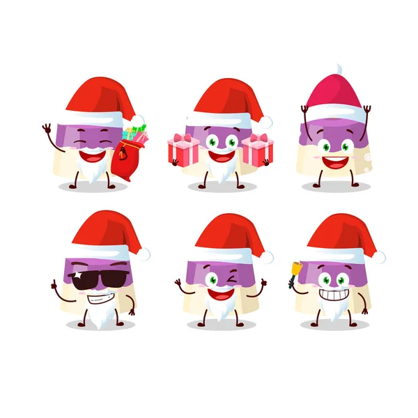 Émoticônes Père Noël Avec Personnage Dessin Animé Gâteau Illustration Vectorielle — Image vectorielle
