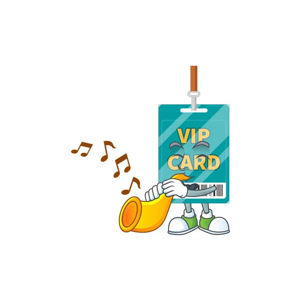 Talented Musician Vip Pass Card Mascot Design Playing Music Trumpet — Stock Vector