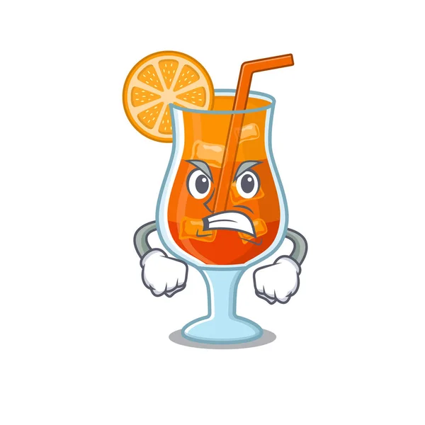 En tecknad bild av mai tai cocktail visar ett argt ansikte — Stock vektor