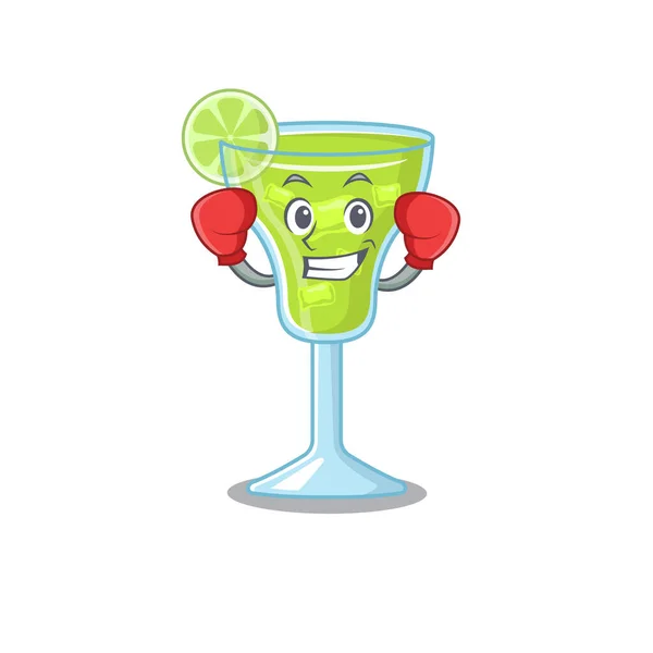 Design mascotte de cocktail margarita en tant qu'athlète de boxe sportive — Image vectorielle