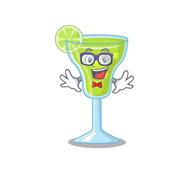 Un dessin animé de geek margarita cocktail portant des lunettes bizarres — Image vectorielle